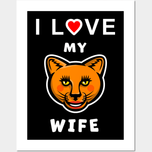 I Love my Cougar Wife funny graphic t-shirt, to show your love for your older Wife. Posters and Art